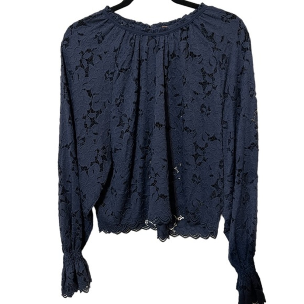 Free People Blue Lace Long Sleeve Bohemian Top Size Small